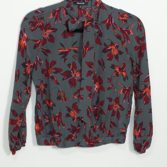 Madewell Tops - Madewell Cropped 100% Silk Floral Tie Top Size XS